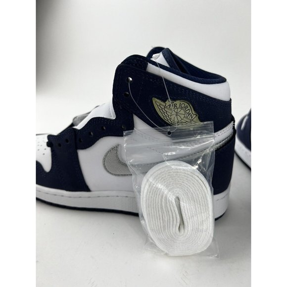 Nike Air Jordan 1 Retro High CO.JP Midnight Navy Youth Size 3.5Y Sneakers Silver - Picture 10 of 12